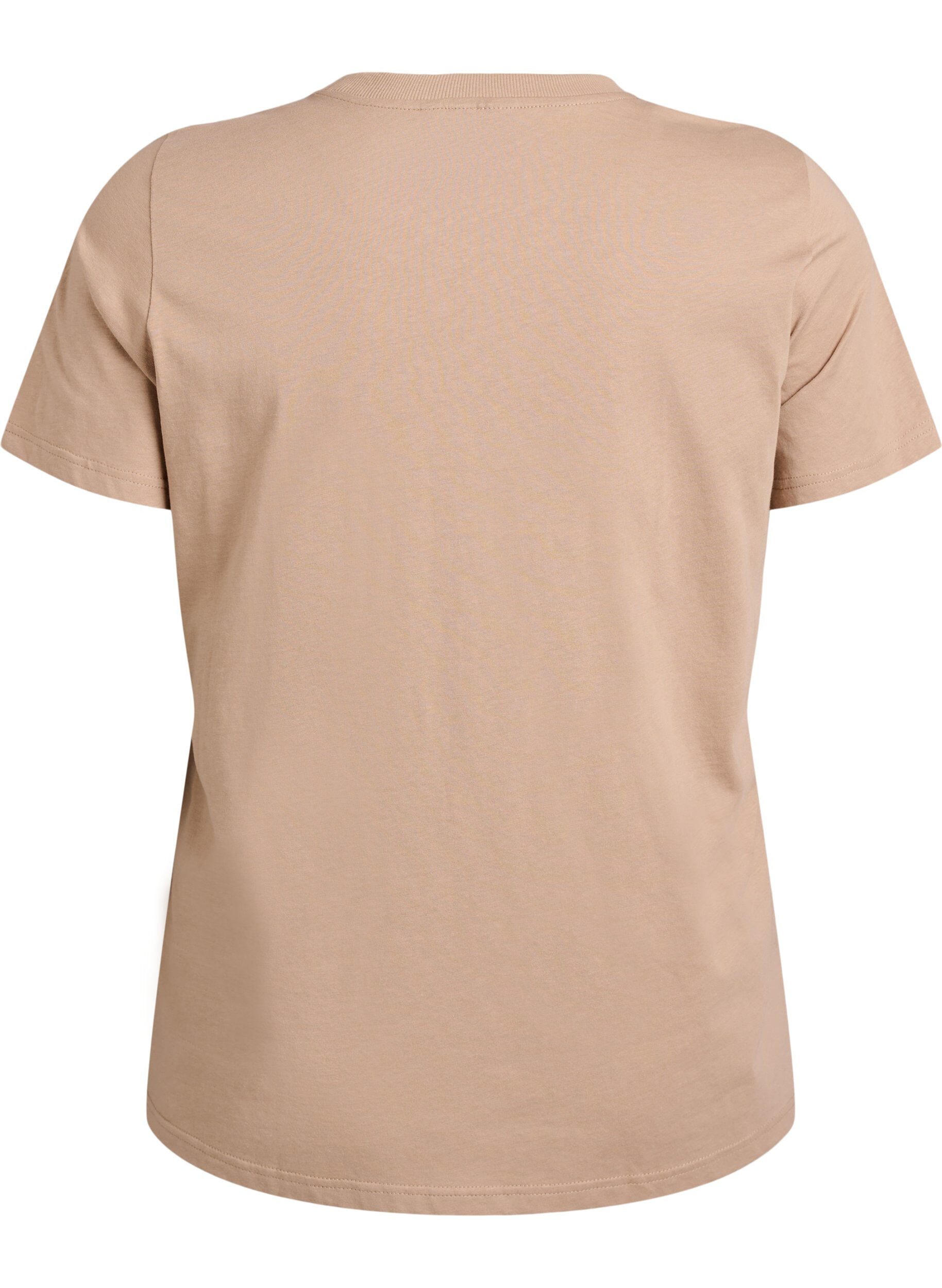 Zizzi Basic T-Shirt aus Baumwolle mit Rundhalsausschnitt, Beige, Packshot image number 1