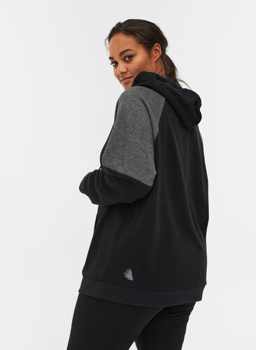 Sweatshirt mit Kapuze und Tasche, Black, Model image number 1