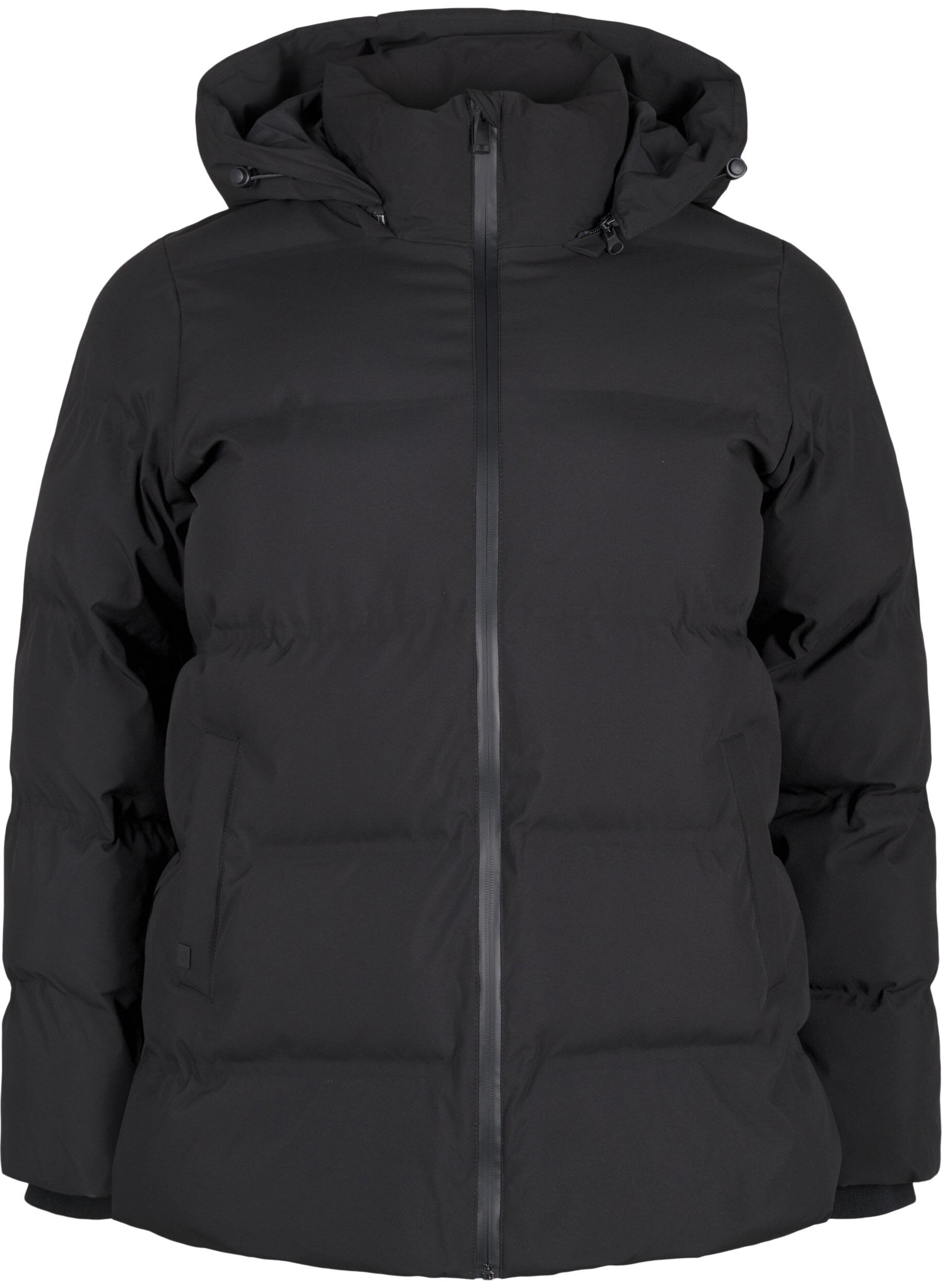 Zizzi Kurze Steppjacke mit Kapuze, Schwarz, Packshot image number 0