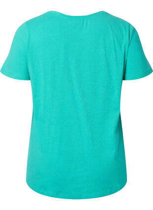 Einfarbiges basic T-Shirt aus Baumwolle, Aqua Green, Packshot image number 1