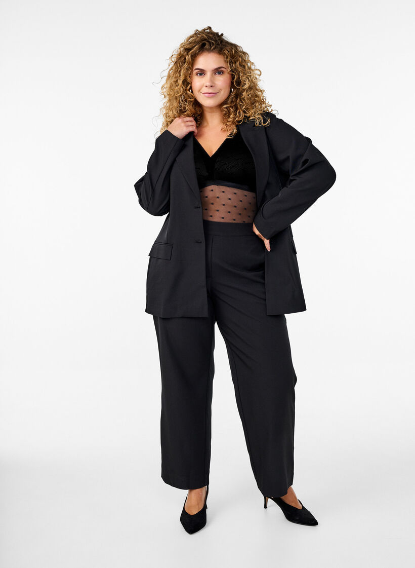 Bodystocking mit gepunktetem Netz und abnehmbaren Pads, Black, Model image number 4