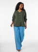 Bluse aus Leinen und Viskose mit V-Ausschnitt, Gr&uuml;n, Model image number 1