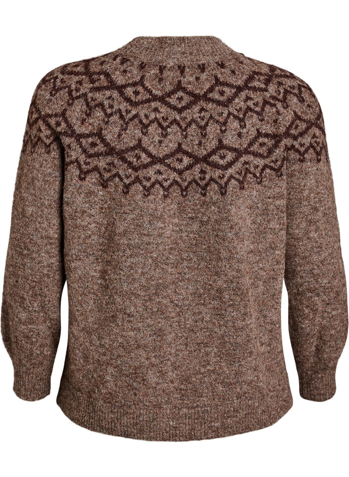 Pullover mit nordischem Muster, Braun, Packshot image number 1