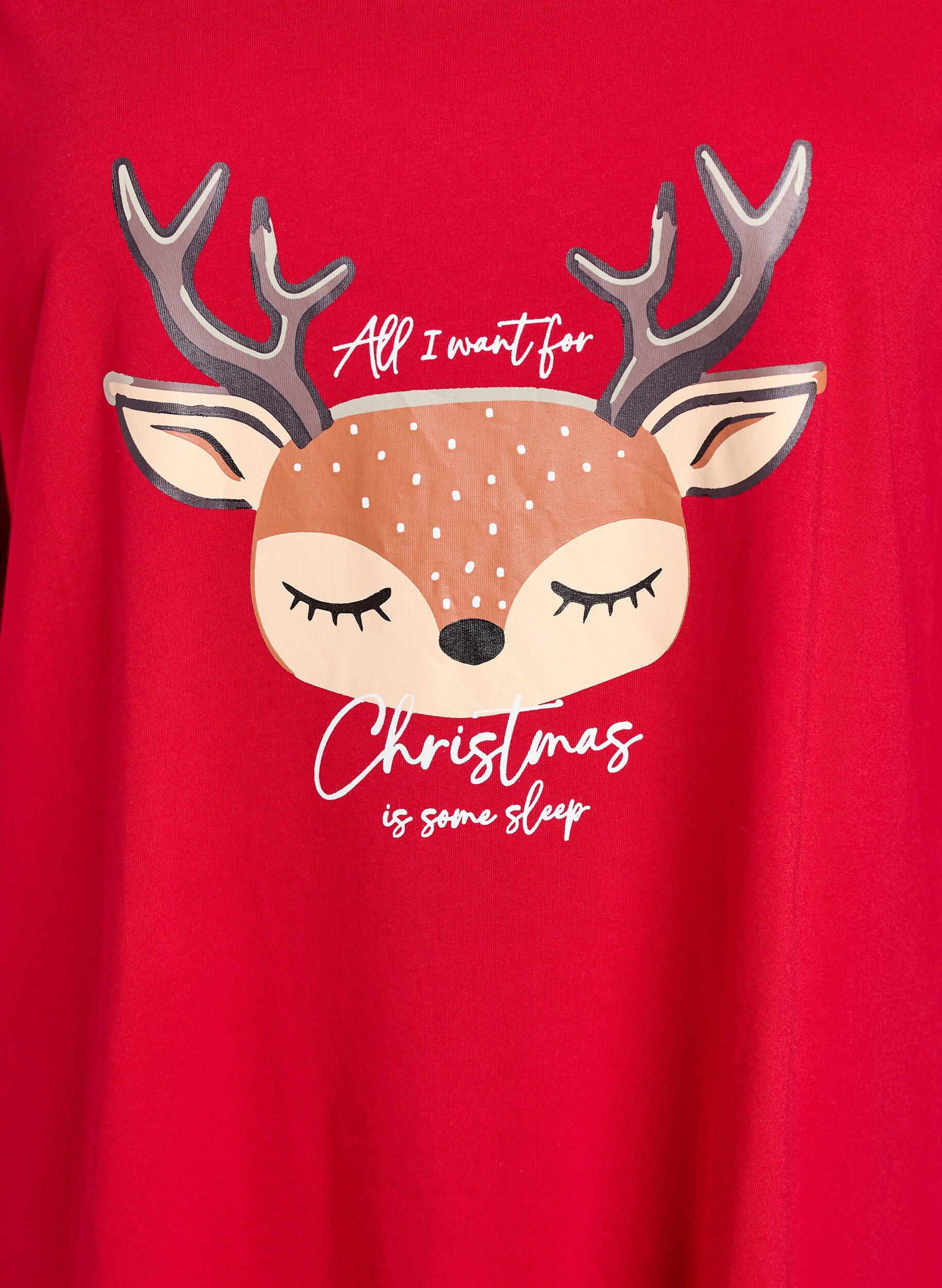 ZizziNachthemd aus Bio-Baumwolle mit Weihnachtsmotiv, Rot, Packshot image number 2