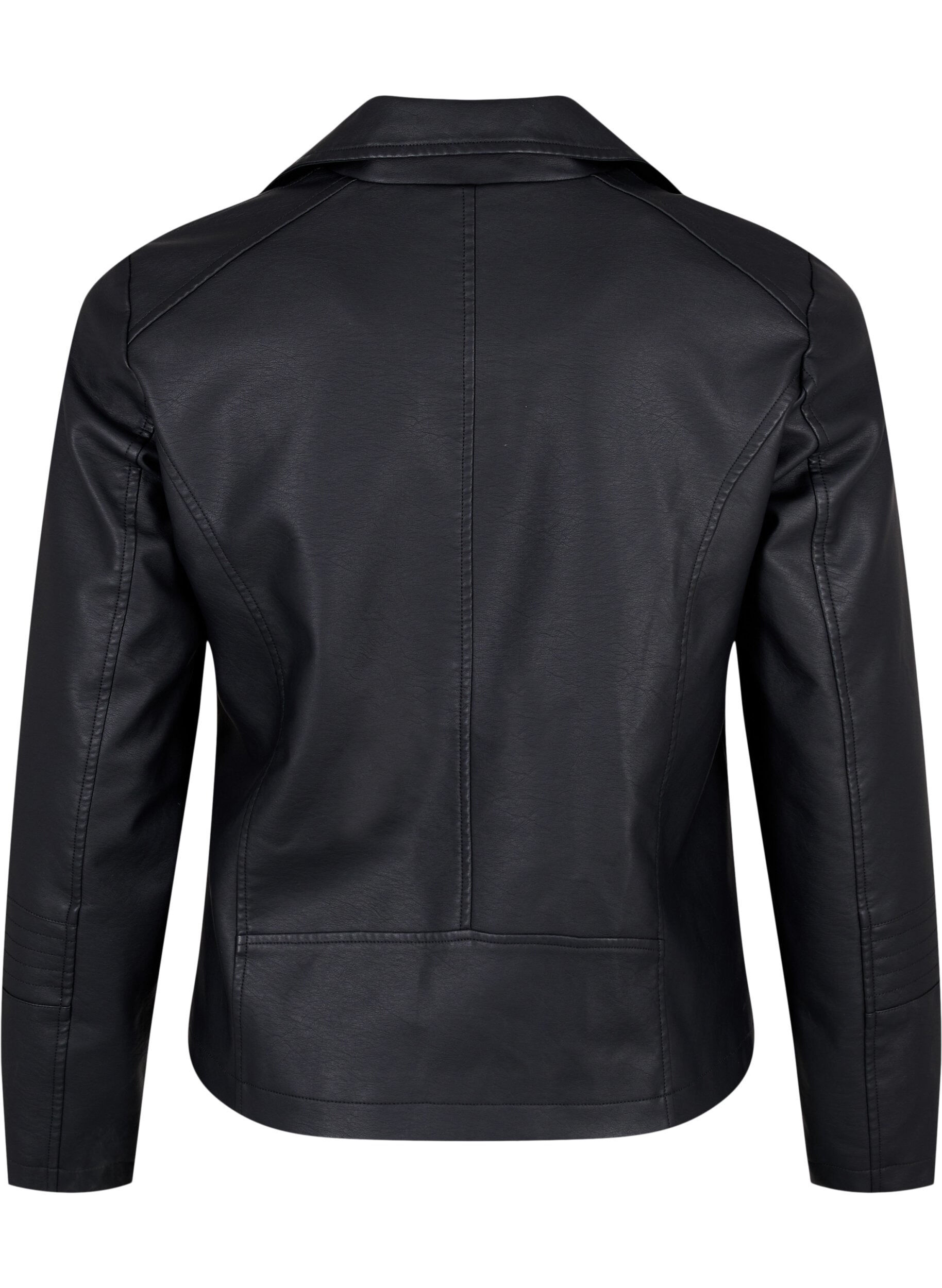 ZizziImitierte Leder Biker Jacke, Schwarz, Packshot image number 1