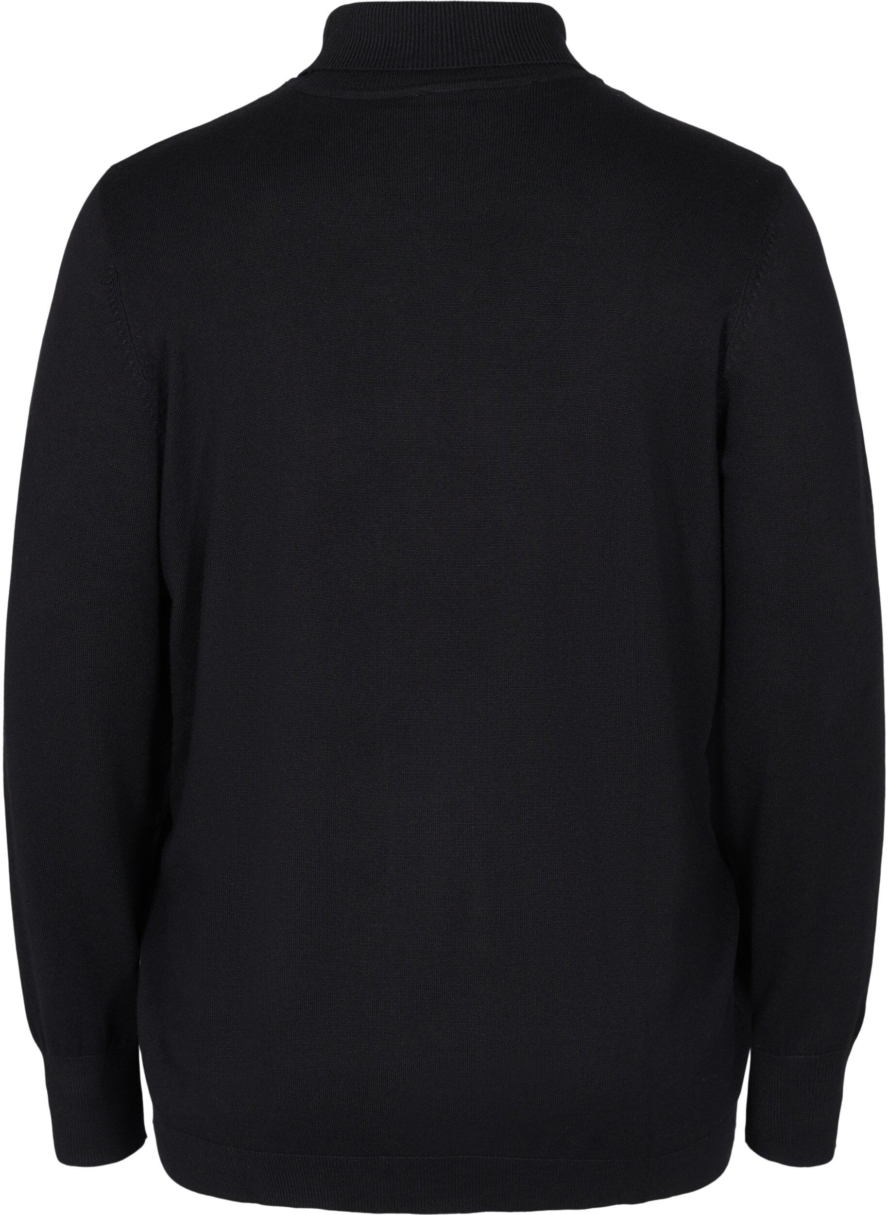 Zizzi Rollkragenpullover aus Viskose, Black, Packshot image number 1