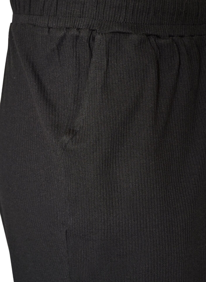 Gerippte Pyjamahose mit geraden Beinen, Schwarz, Packshot image number 3
