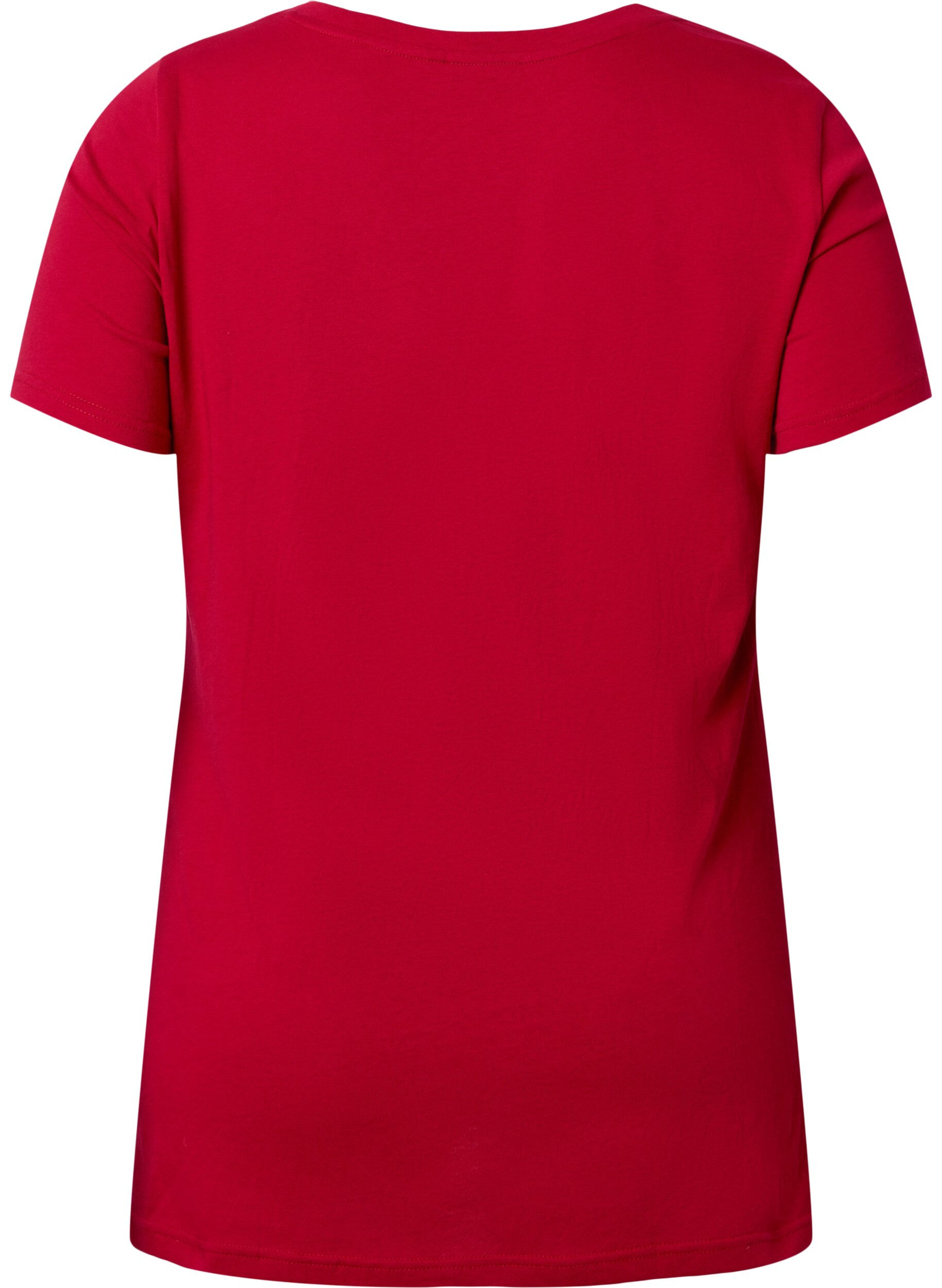 Zizzi T-Shirt aus Baumwolle mit kurzen &Auml;rmeln, Barbados Cherry BLES, Packshot image number 1