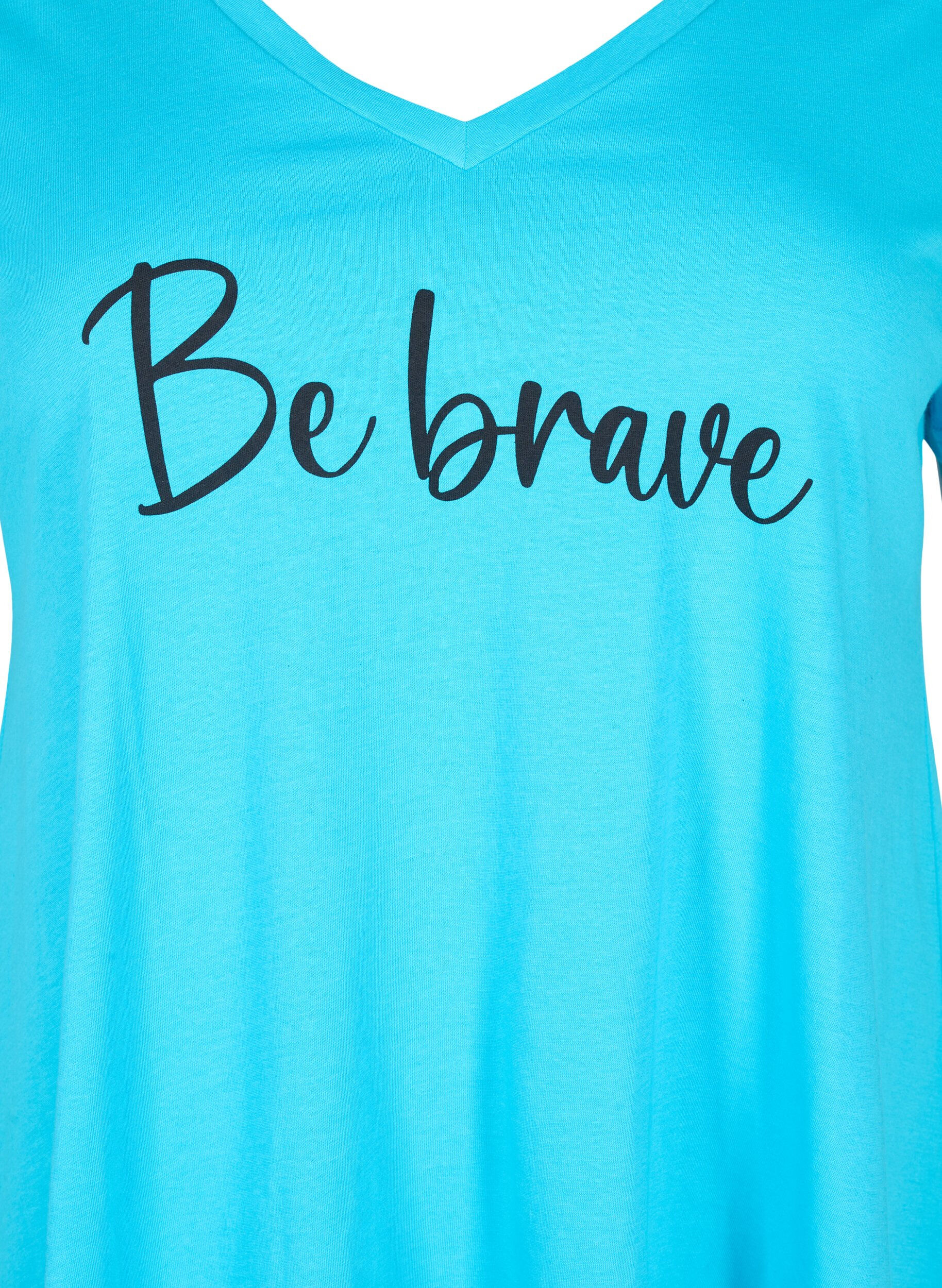 Zizzi Baumwoll-T-Shirt mit kurzen &Auml;rmeln, Blue Atoll W. Be, Packshot image number 2