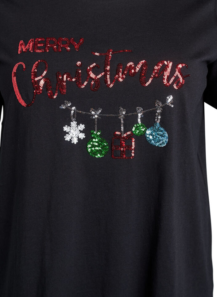 Weihnachts-T-Shirt aus Bio-Baumwolle, Schwarz, Packshot image number 2