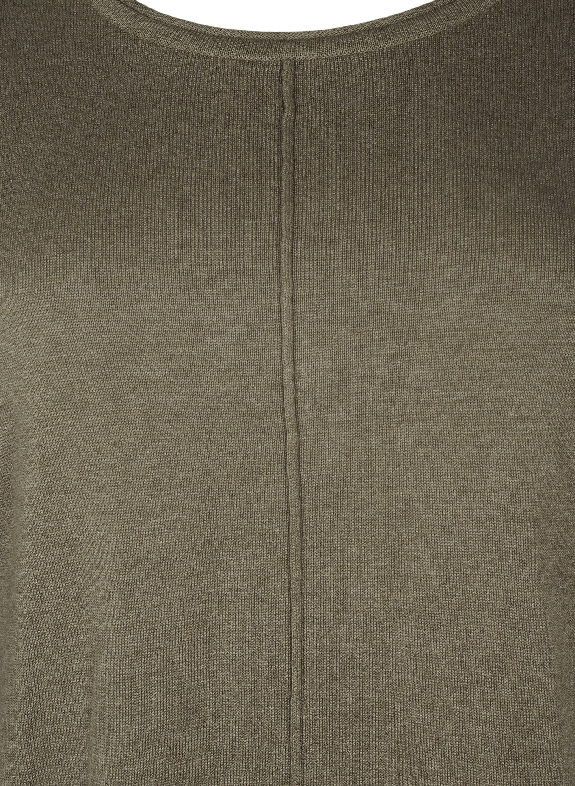 Zizzi Gestrickte Bluse aus Baumwoll-Viskose-Mischung, Gr&uuml;n, Packshot image number 2