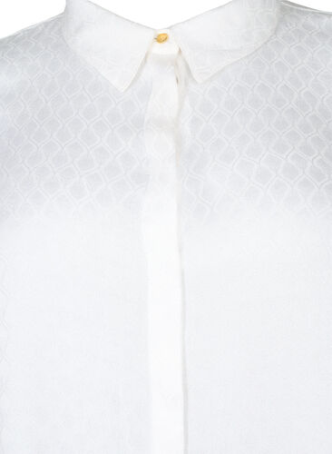 Hemd aus Viskose mit Ton-in-Ton-Muster, Bright White, Packshot image number 2
