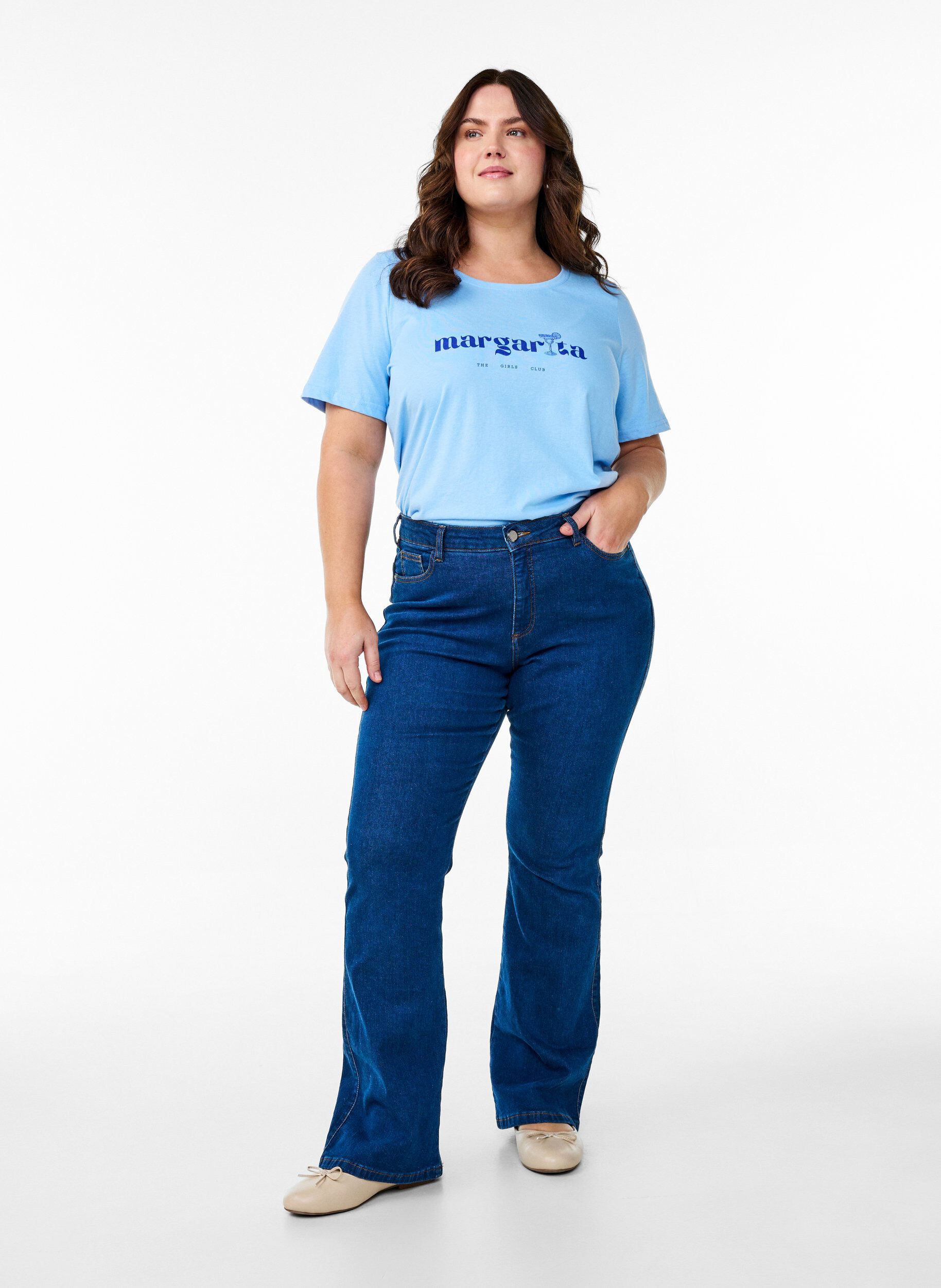 Zizzi FLASH - T-Shirt mit Print, Blau, Model image number 1