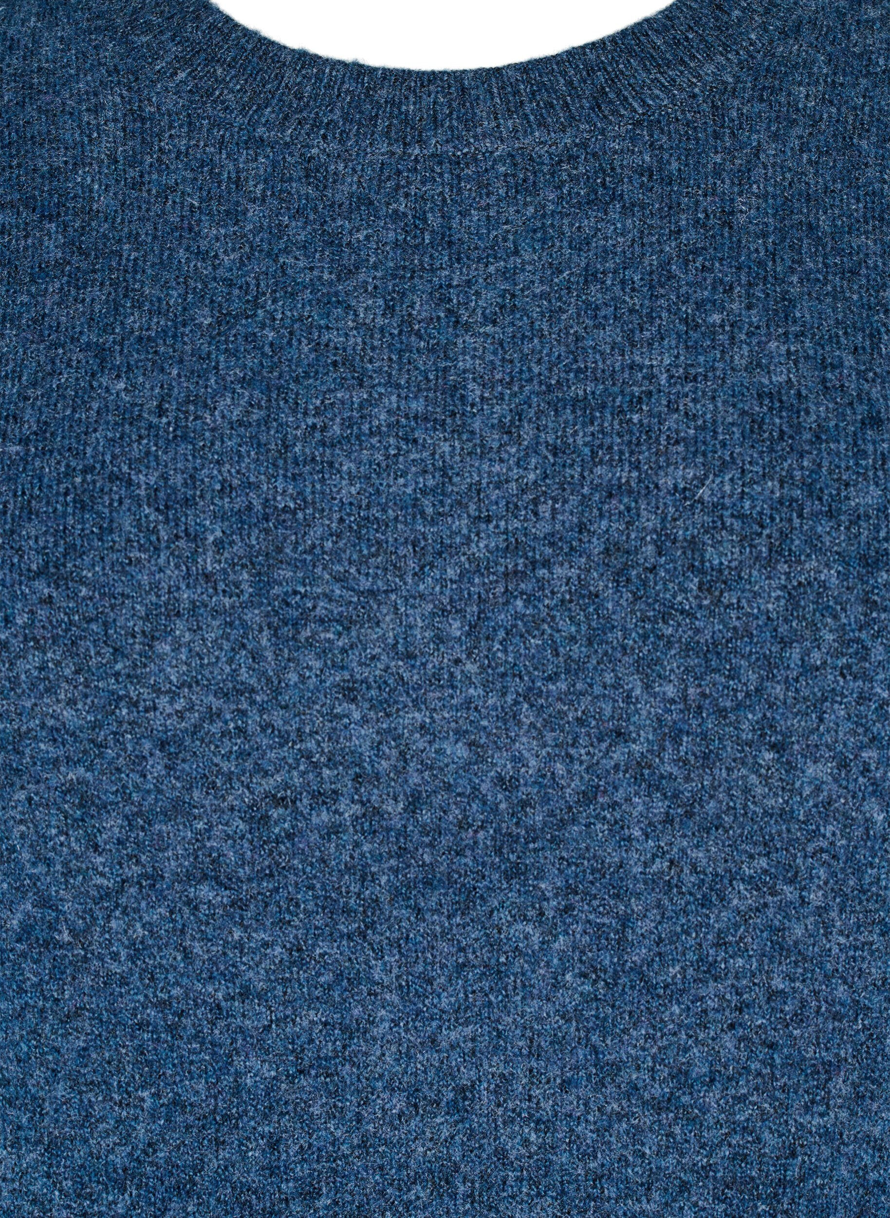 Zizzi Stricktop aus Wolle mit Schlitzen, Bering Sea Mel., Packshot image number 2