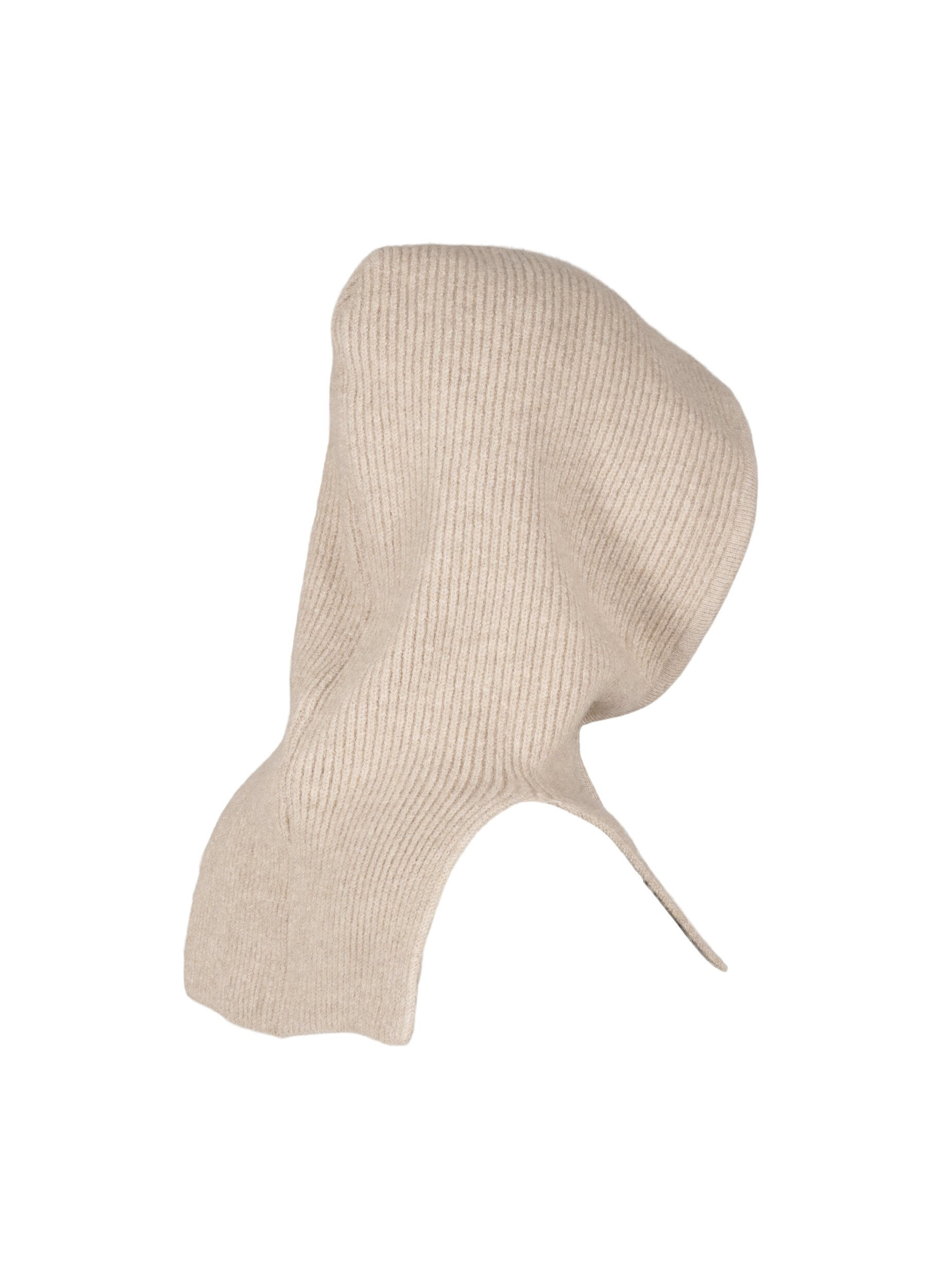 Zizzi Gestrickte Balaclava mit Kordelzug, Beige, Packshot image number 3