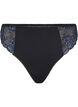 G-string aus Mikrofaser mit Spitze, Black w Blue, Packshot image number 0
