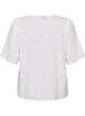 Kurz&auml;rmelige Bluse aus Baumwolle mit V-Ausschnitt, Wei&szlig;, Packshot image number 1