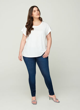 Kurzarm T-Shirt aus Baumwolle, Bright White, Model image number 2