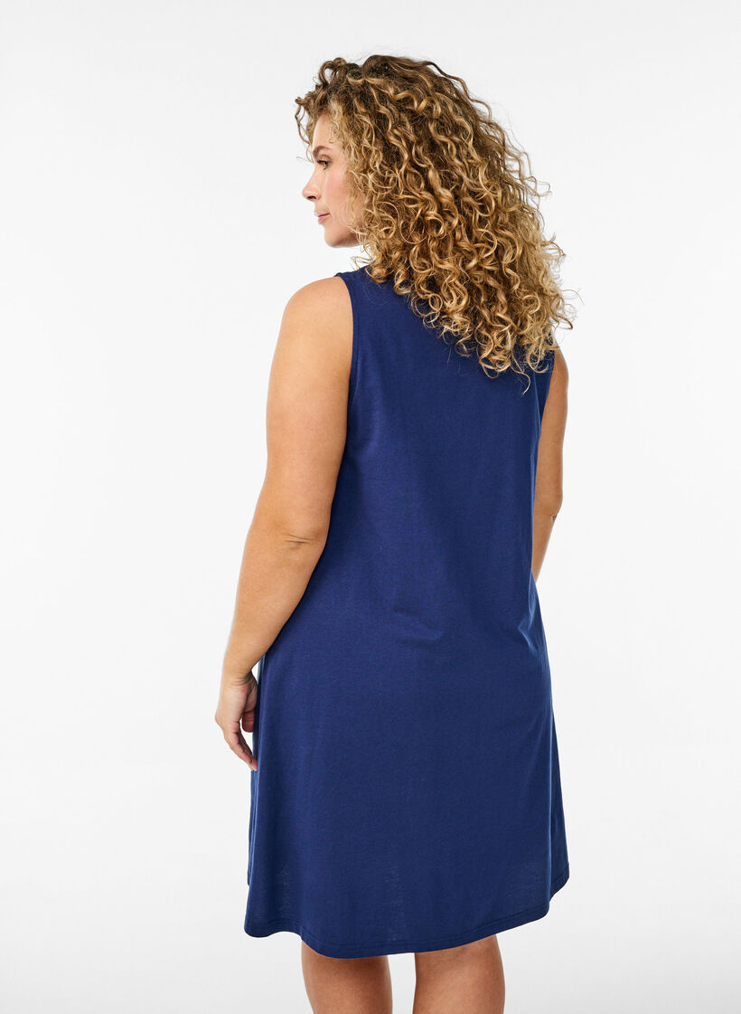 &Auml;rmelloses Kleid in A-Linie, Blau, Model image number 2