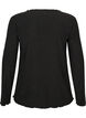 Strukturierte Bluse mit gewellten Kanten, Schwarz, Packshot image number 1