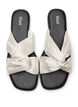 Flache Sandalen mit gekreuzten Satinriemen, Vanille, Packshot image number 2
