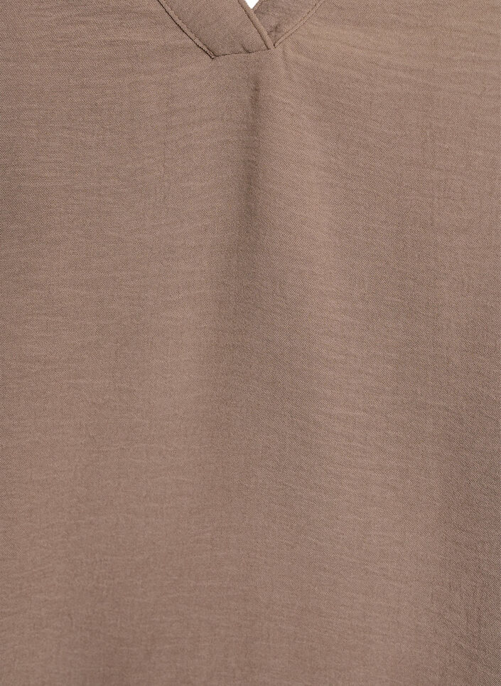&Auml;rmelloses Oberteil mit Faltendetails, Braun, Packshot image number 2