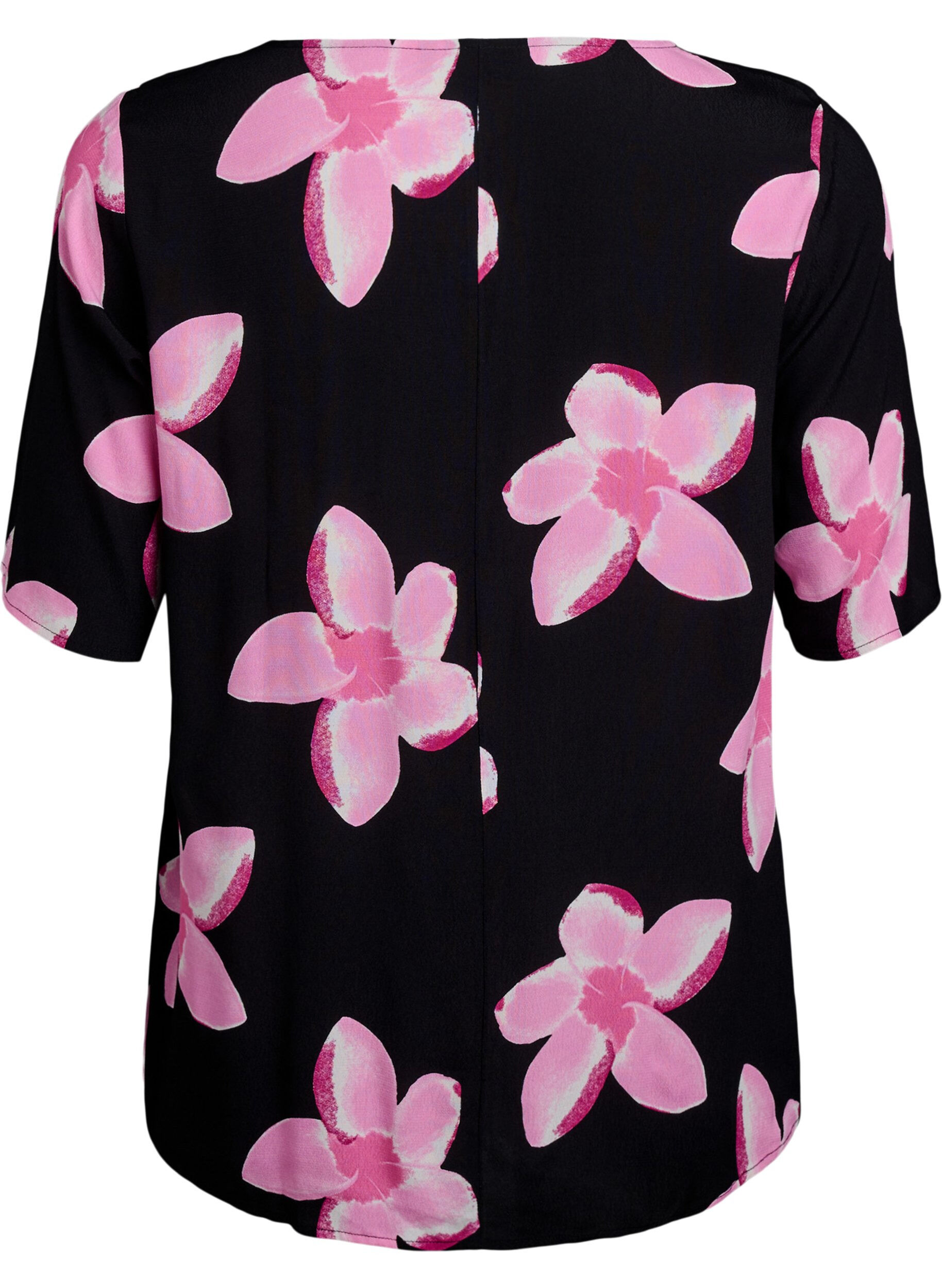 Zizzi Bluse mit Druck, Schwarz, Packshot image number 1