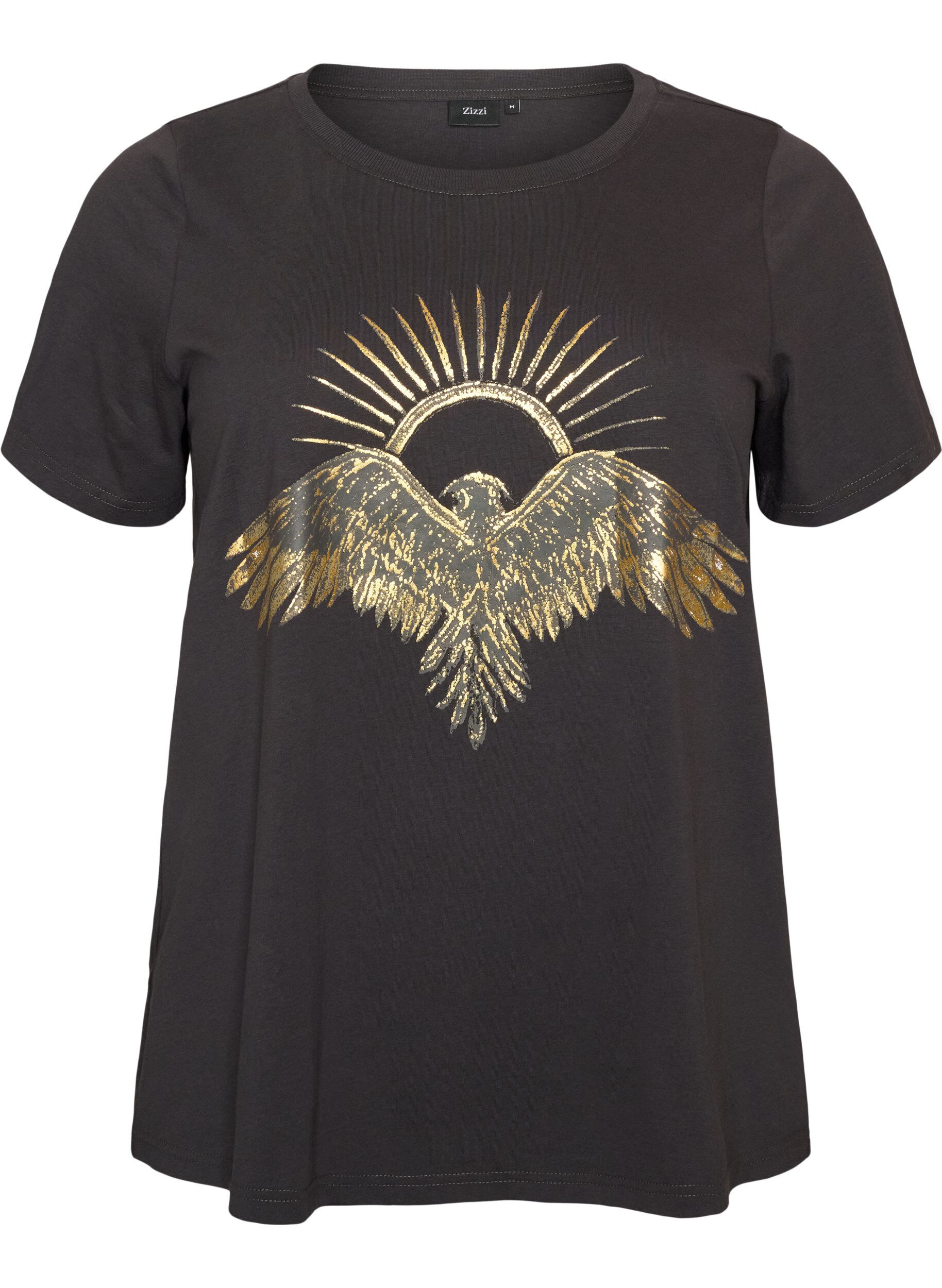 ZizziT-Shirt aus Baumwolle mit Frontprint, Grau, Packshot image number 0