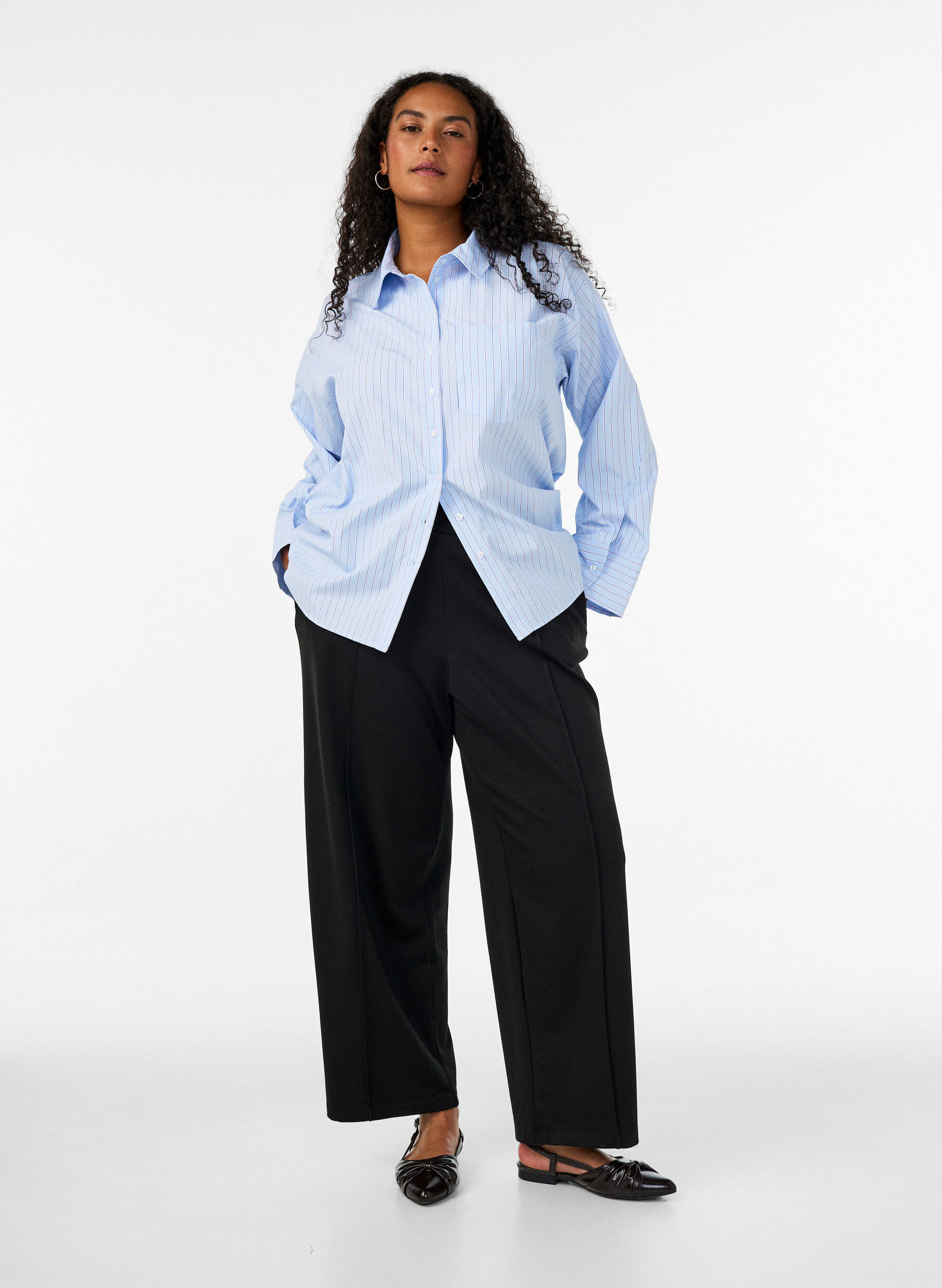 ZizziLockere Hose aus Jersey mit hoher Taille, Schwarz, Model image number 0