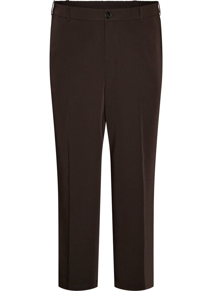 Hoch taillierte Hose mit B&uuml;gelfalten, Braun, Packshot image number 0