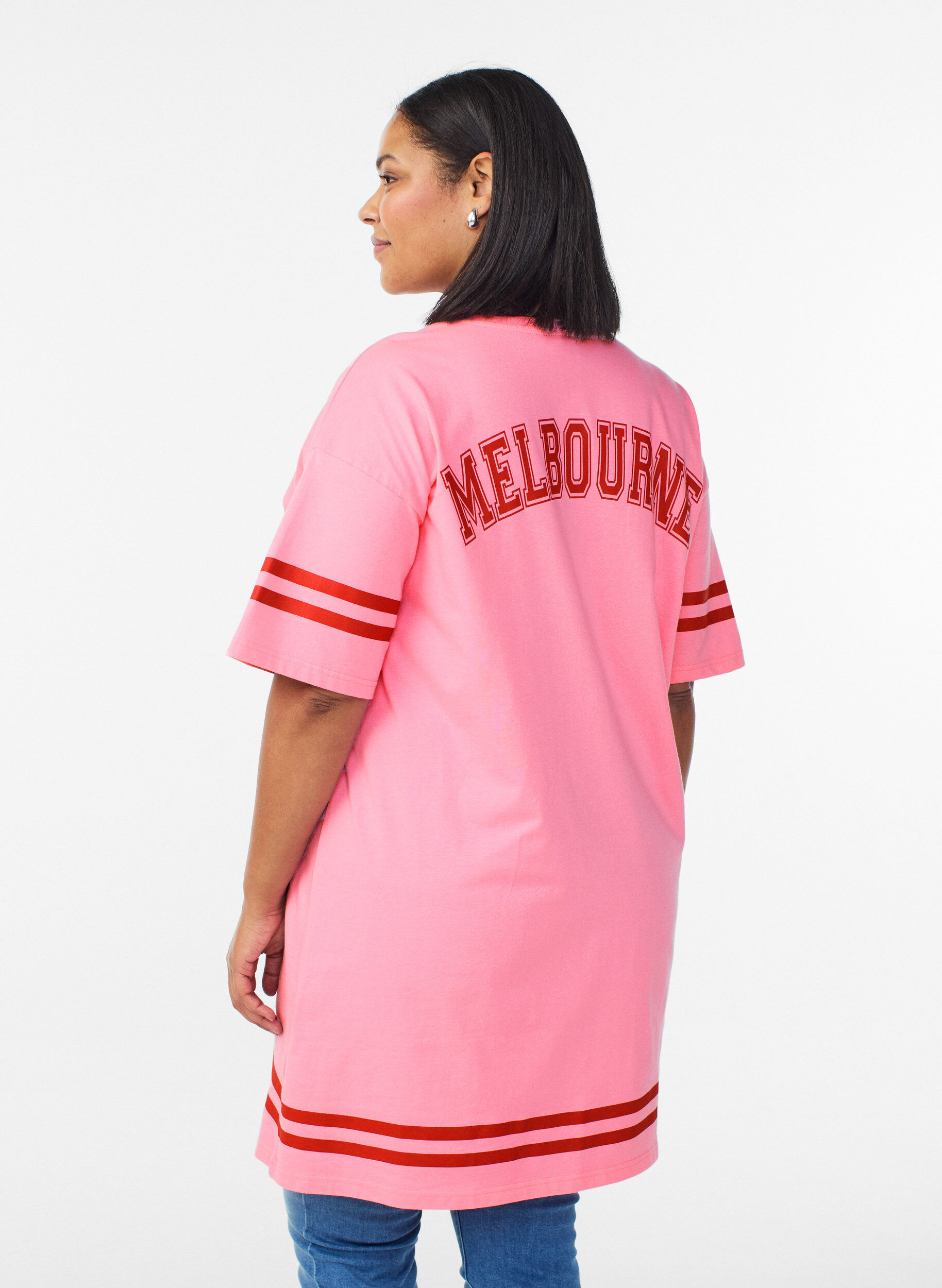 ZizziSportliches T-Shirtkleid aus Baumwolle, Pink, Model image number 2