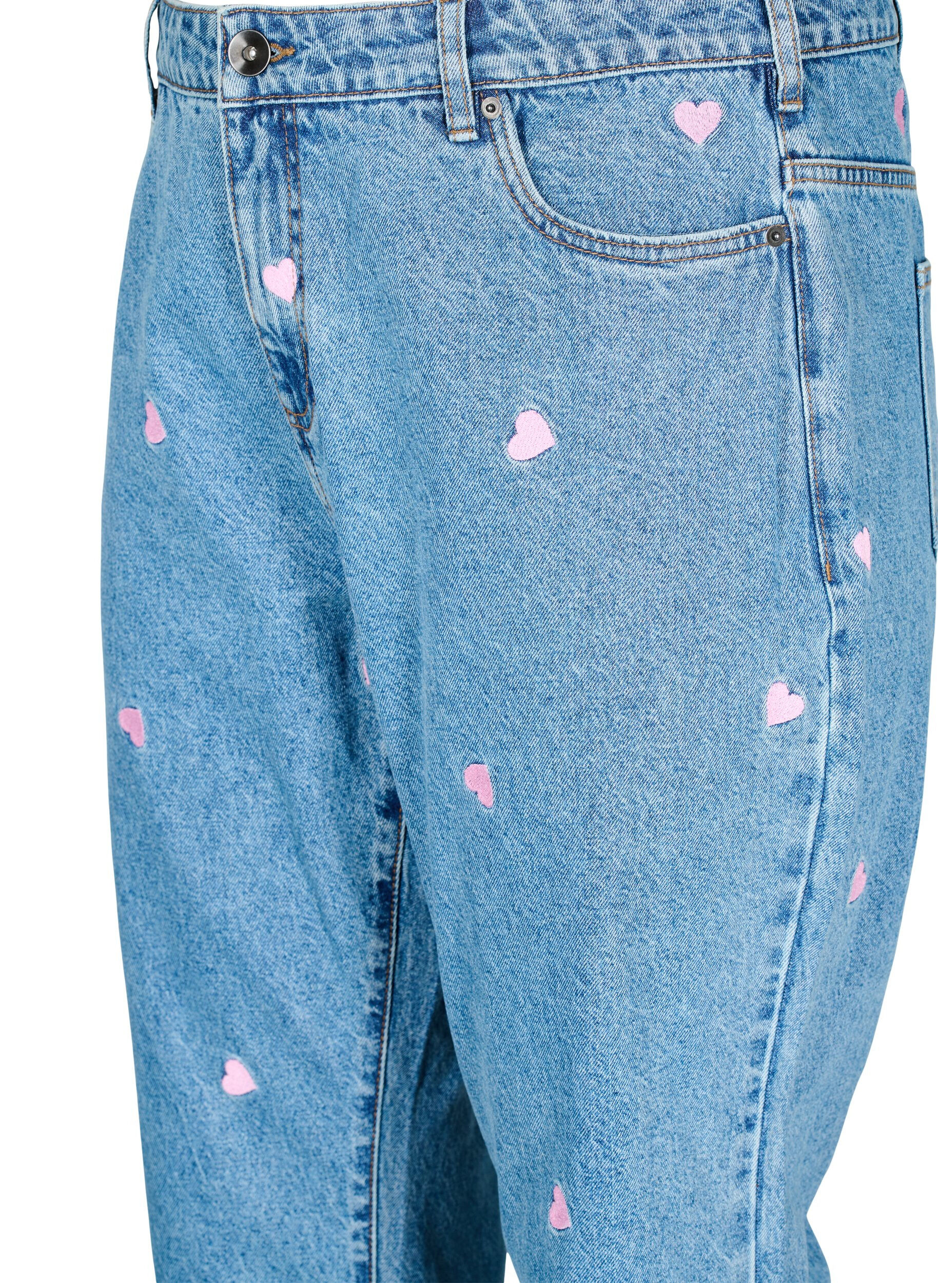 Zizzi High-Waist-Jeans Gemma mit Herzen, Blau, Packshot image number 2