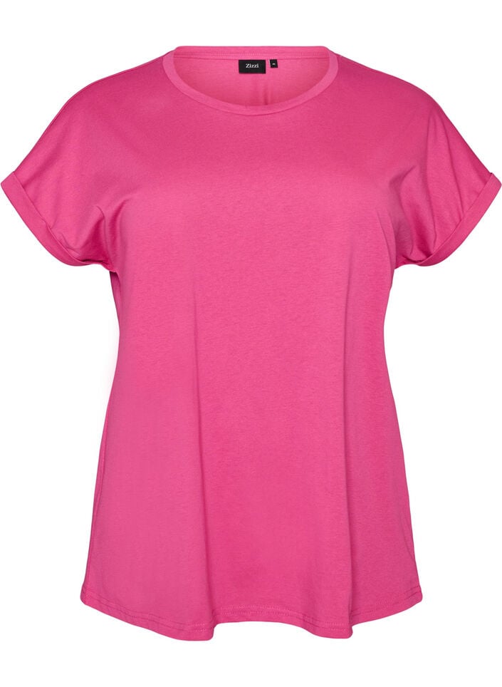 Kurz&auml;rmeliges T-Shirt aus einer Baumwollmischung, Pink, Packshot image number 0