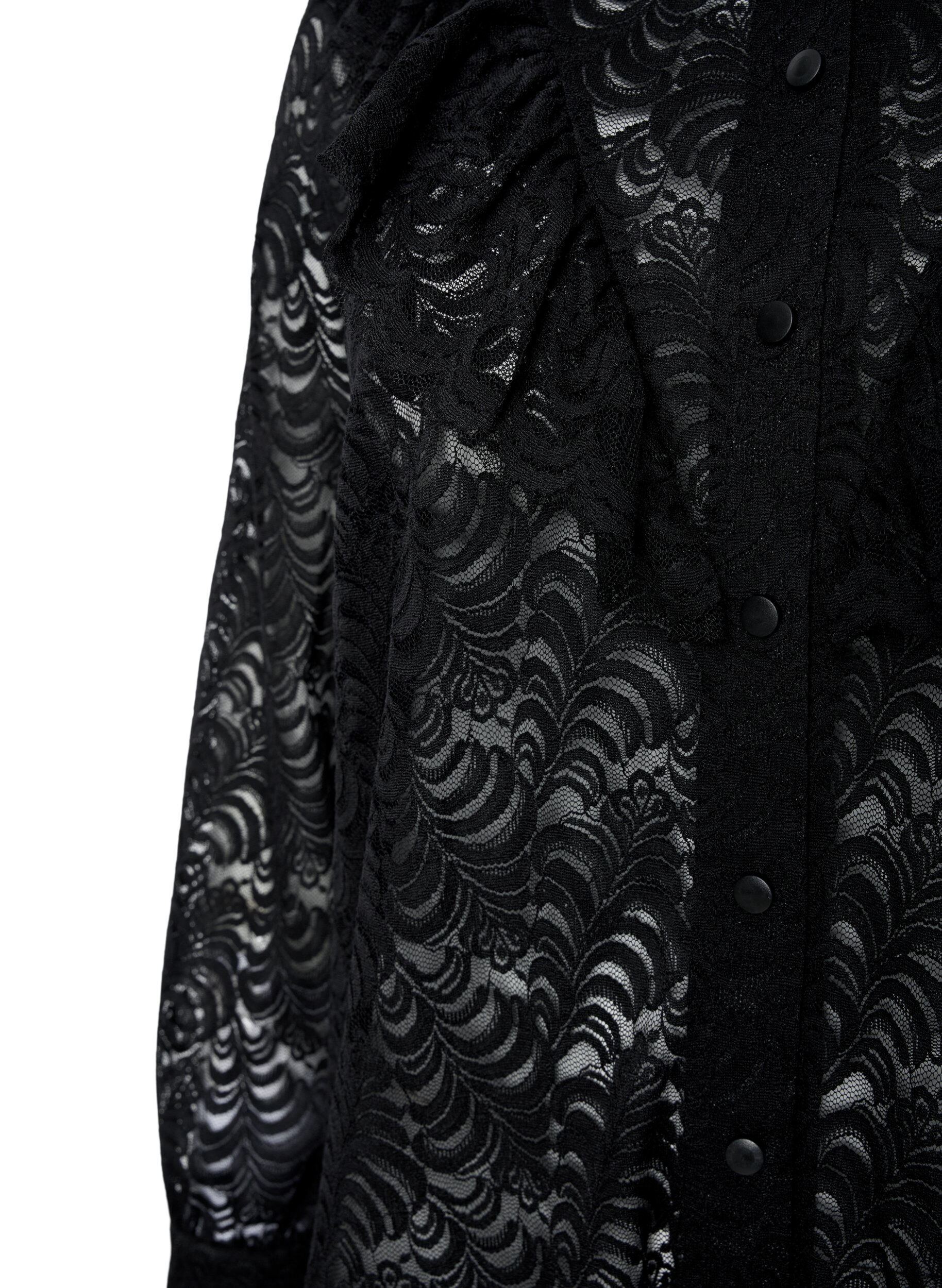 Zizzi Hemdblusenkleid aus Spitze mit R&uuml;schen, Black, Packshot image number 3