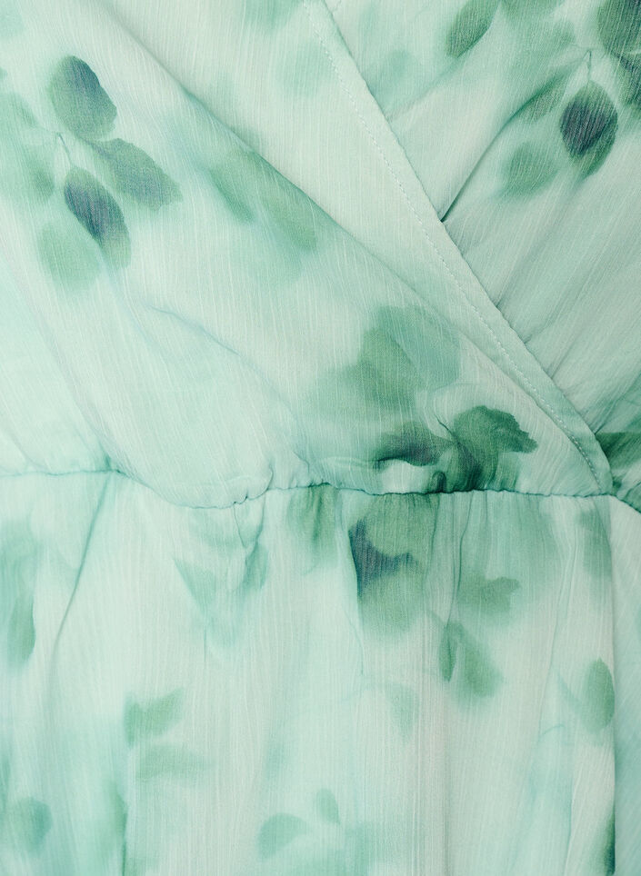 Gebl&uuml;mte Chiffonbluse mit kurzen &Auml;rmeln, Gr&uuml;n, Packshot image number 2