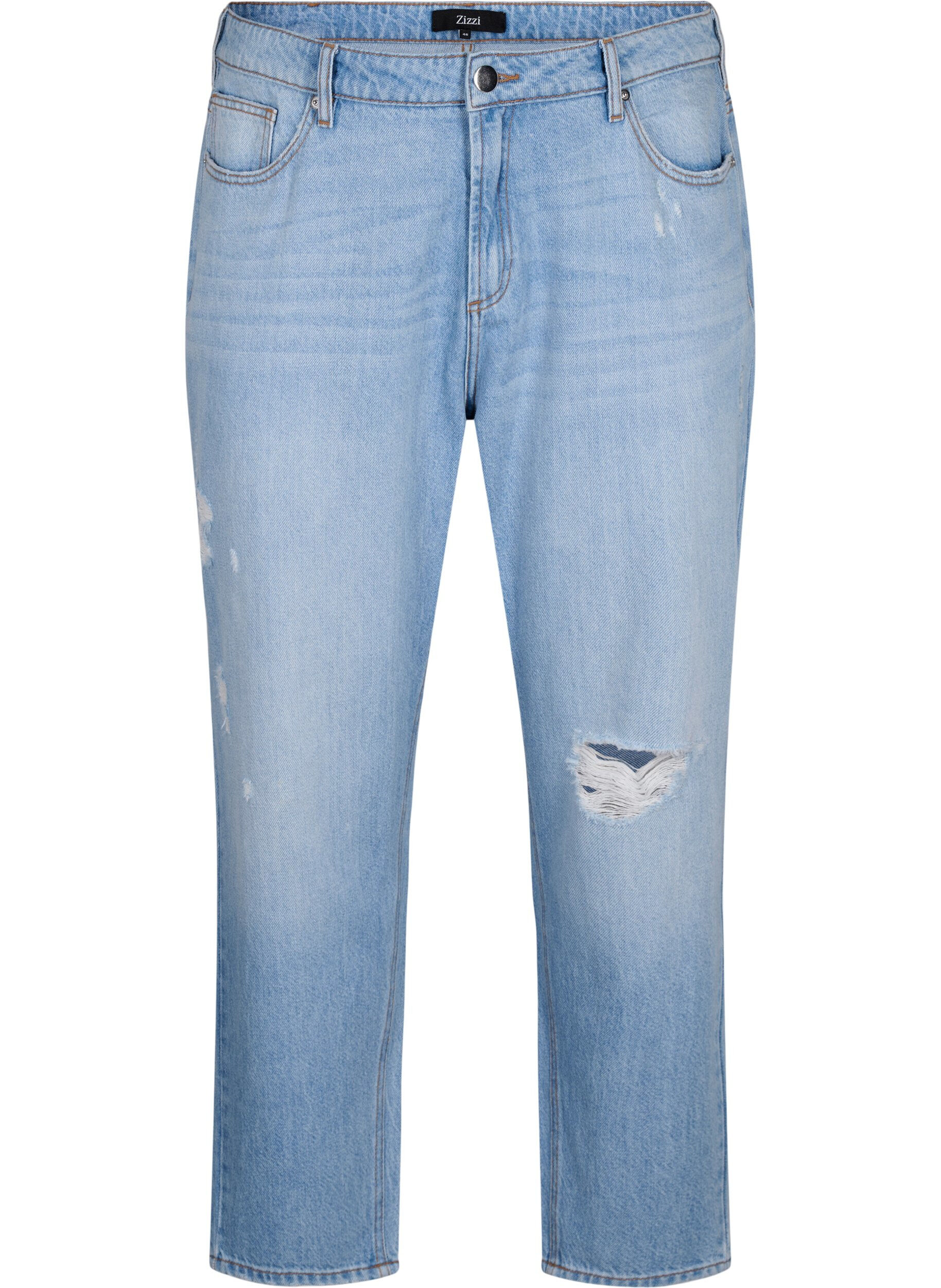 Zizzi Mille Mom-Fit-Jeans mit Destroyed-Effekt, Light Blue, Packshot image number 0