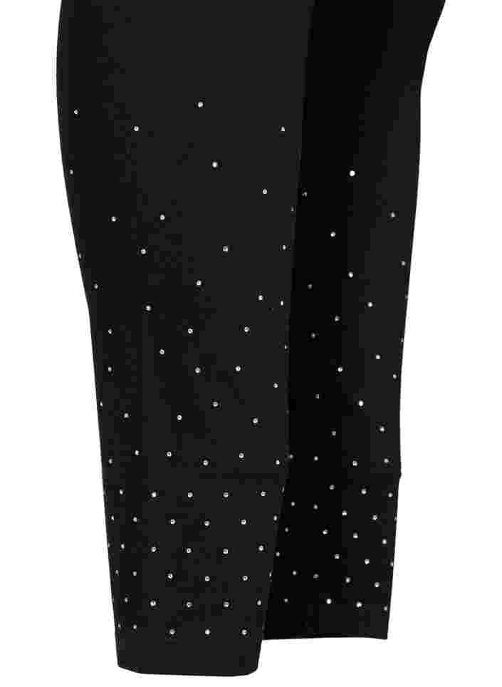Leggings aus Viskose mit Similisteinen, Black, Packshot image number 3
