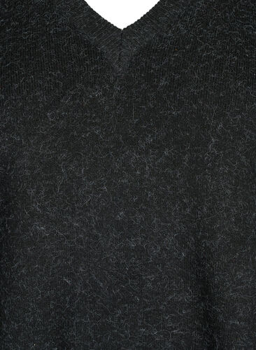 Melange Pullover mit V-Ausschnitt, Dark Grey Melange, Packshot image number 2
