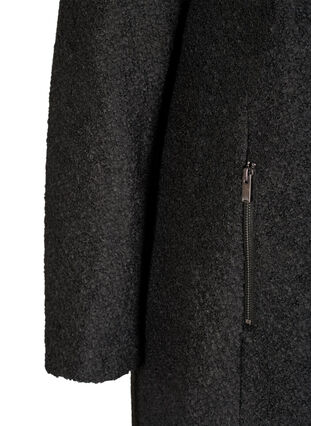 Mantel mit Wolle und Reißverschluss, Black, Packshot image number 3