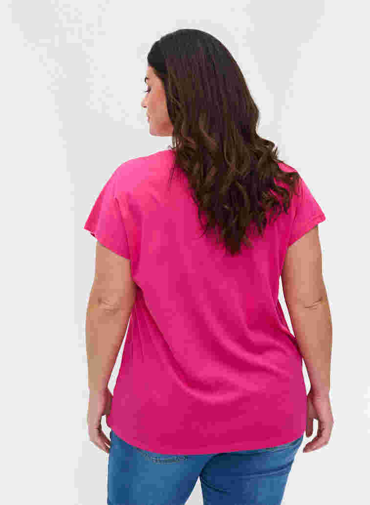 T-Shirt aus Baumwolle mit Printdetails, BeetrootPurMel feath, Model image number 1