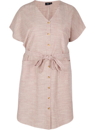 Gestreiftes Hemdkleid aus Baumwolle mit Taschen, Dry Rose Stripe, Packshot image number 0