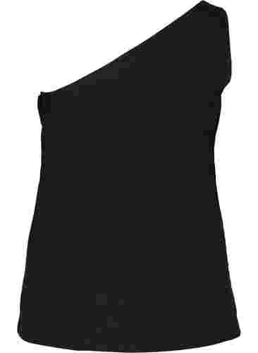 One-Shoulder Top aus Baumwolle, Black, Packshot image number 1