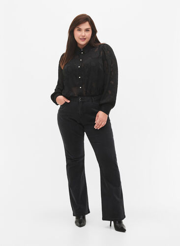 Ellen Bootcut-Jeans mit hoher Taille, Grey Denim, Model image number 0