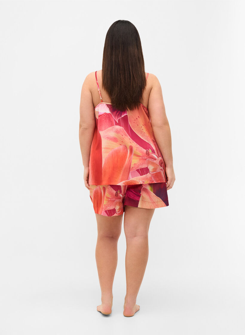 Nachtshorts mit Muster und Kordelzug, Orange Pink AOP, Model image number 1