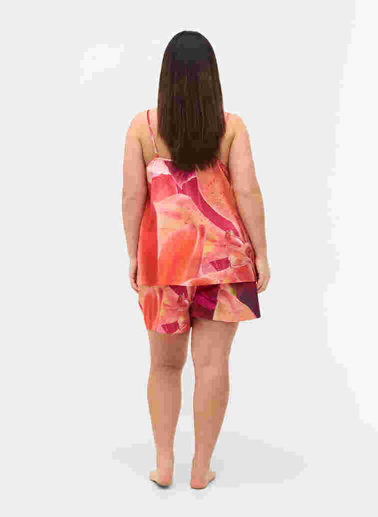 Nachtshorts mit Muster und Kordelzug, Orange Pink AOP, Model