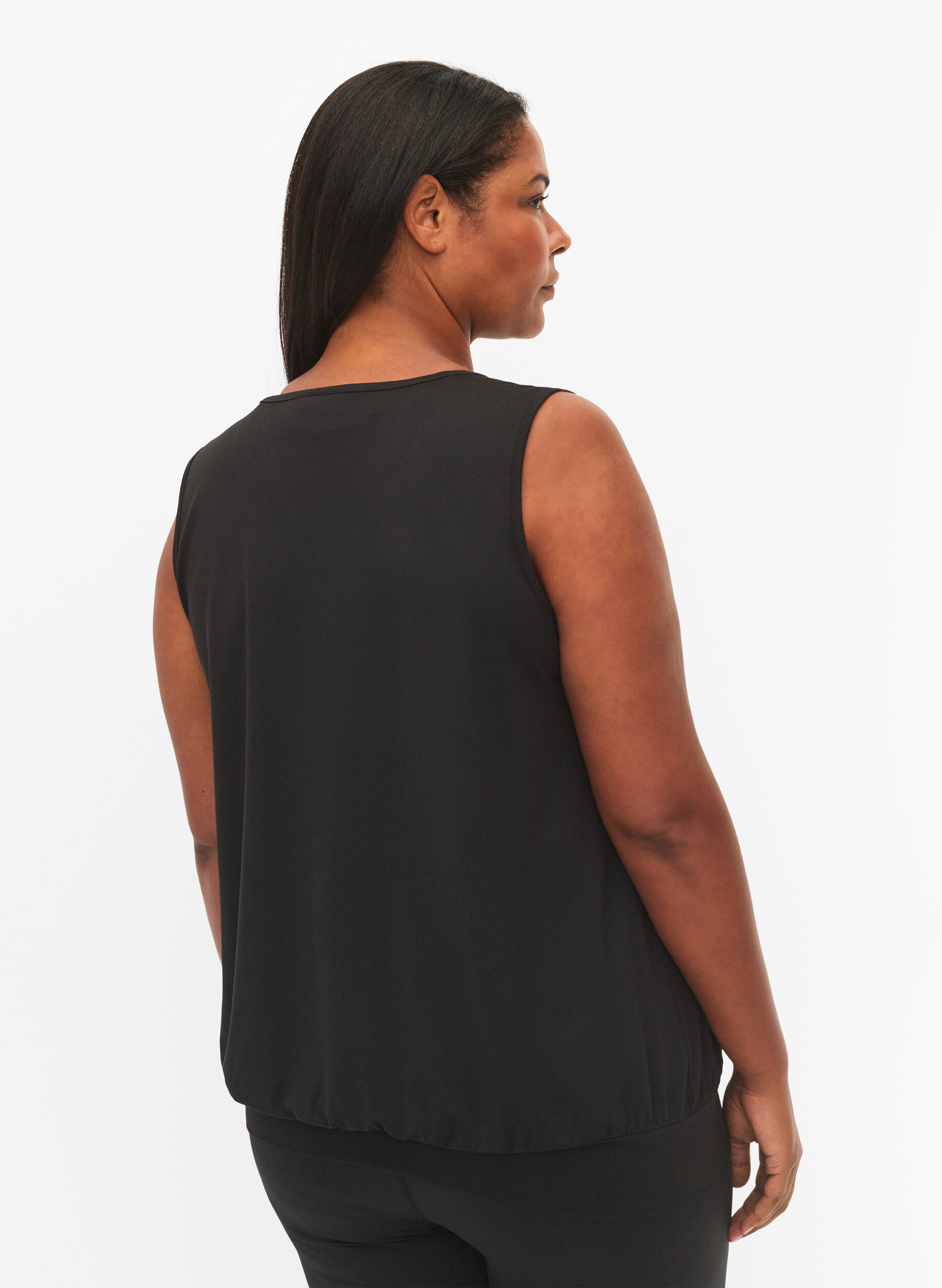 Zizzi &Auml;rmelloses Trainingstop mit Ballon Passform, Black, Model image number 1