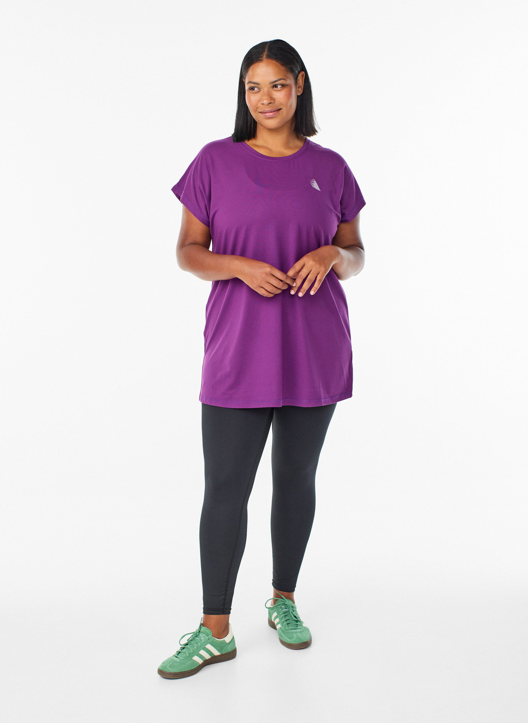 Zizzi Langes Trainingsshirt, Lila, Model image number 1