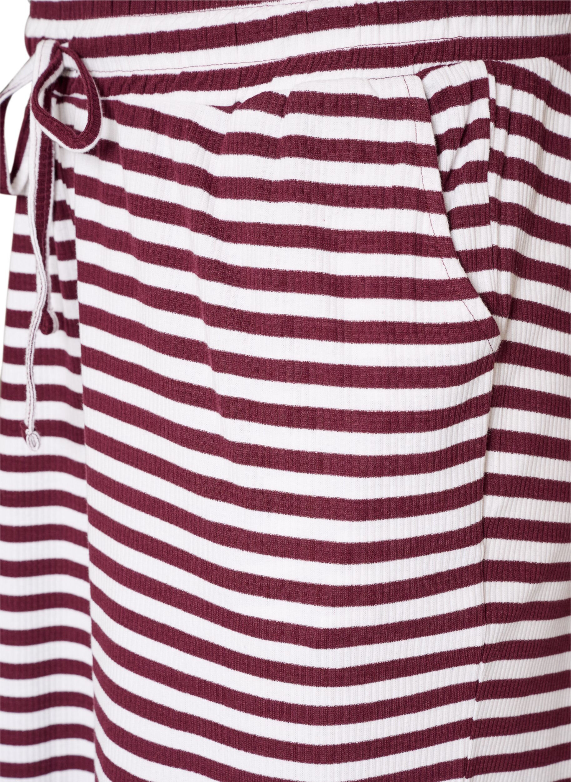 ZizziGestreifte Schlafanzughose mit hoher Taille und weiten Beinen, Rot, Packshot image number 2