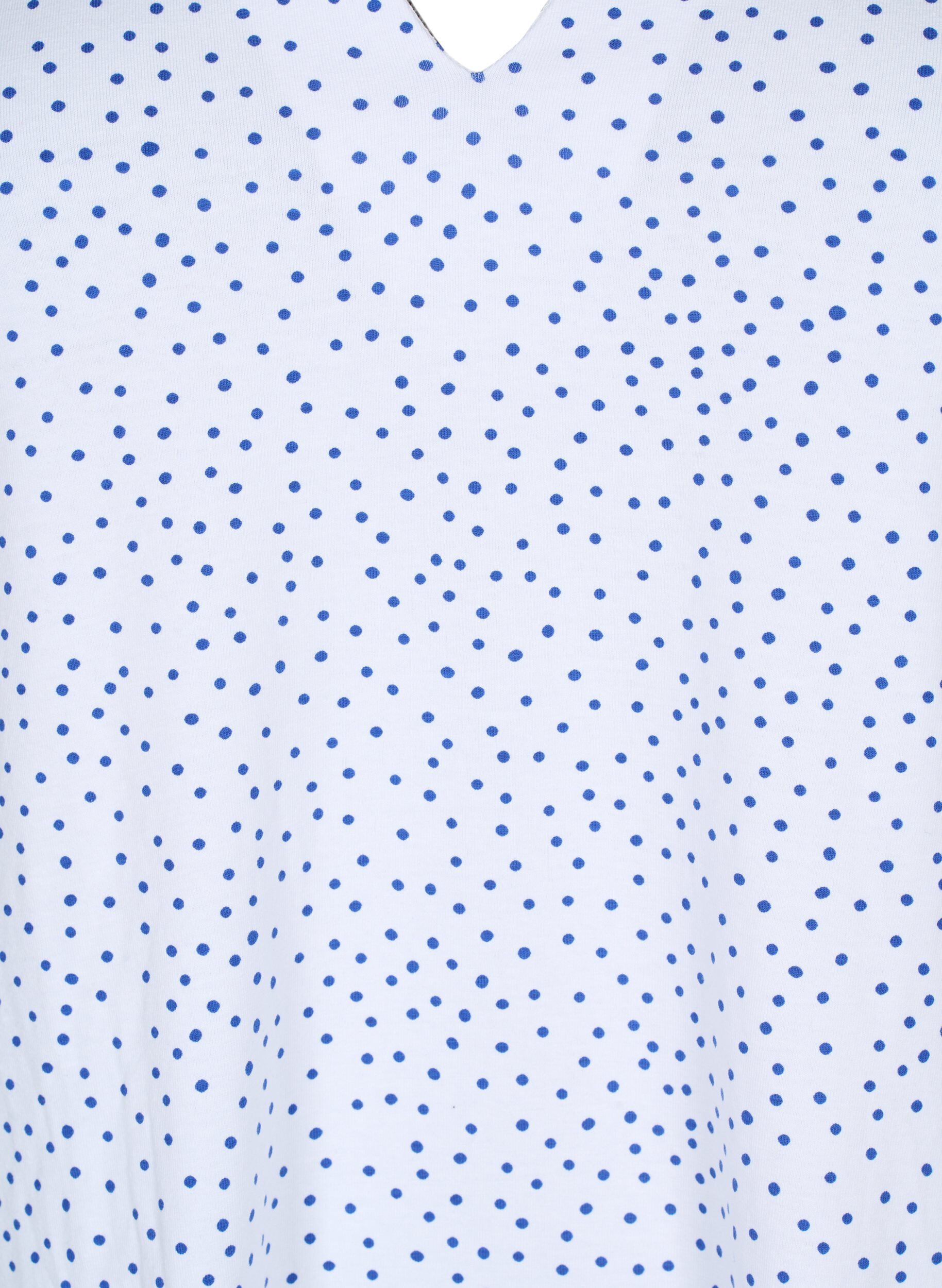 Zizzi Baumwoll-T-Shirt mit Punkten und V-Ausschnitt, B.White/S.T.W Dot, Packshot image number 2