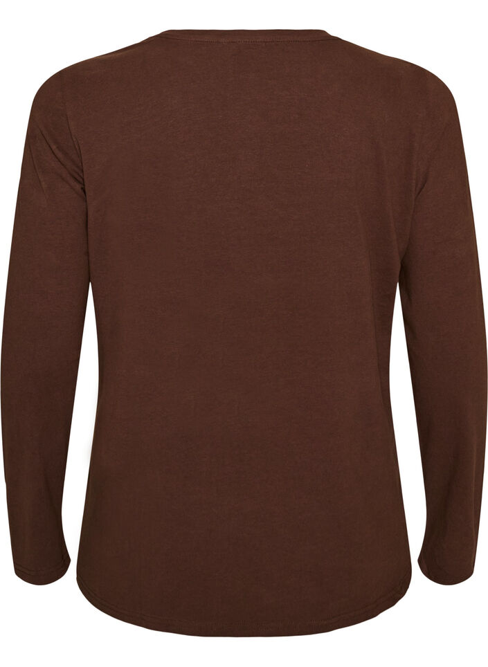 Basic Bluse aus Jersey mit langen &Auml;rmeln, Braun, Packshot image number 1